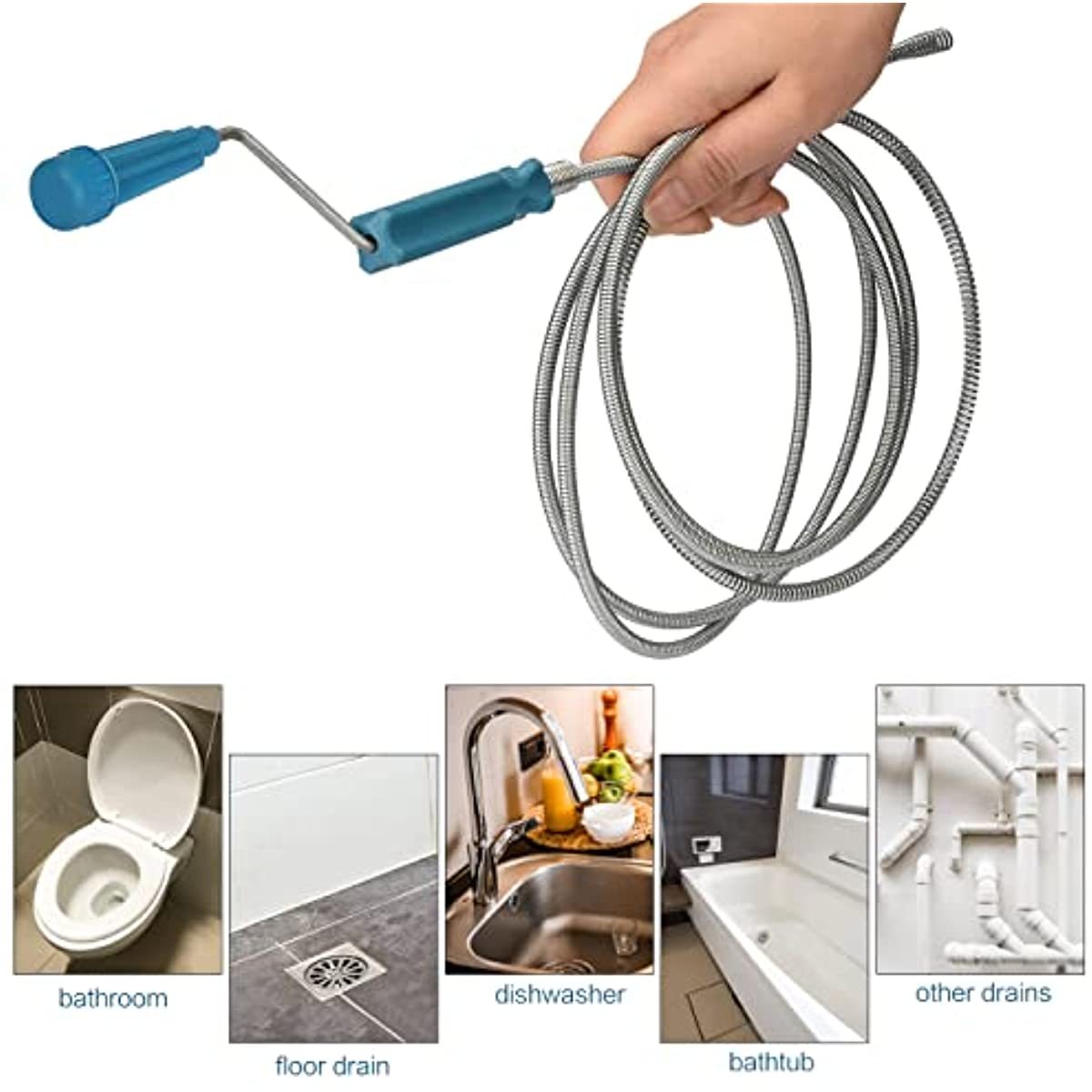 Drain Snake Flexible - Telescopische flexibele stalen afvoerontstopper, handmatig, geen