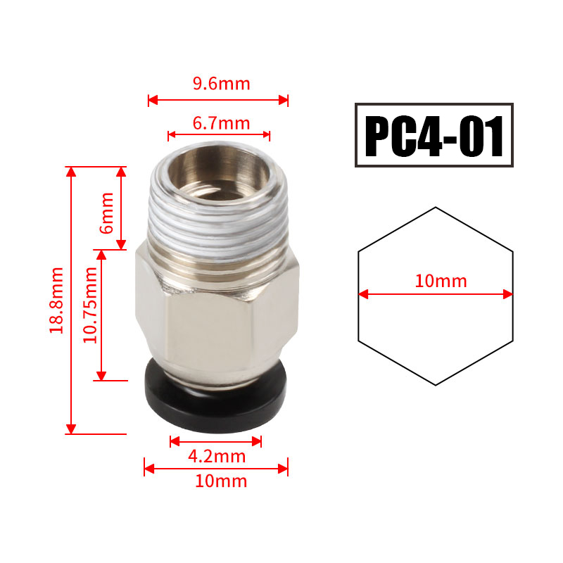 10 stks/partij PC4-M10 Pneumat - Ptfe Tape Thread recensie en prijs